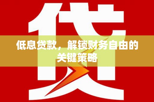 范县低息贷款，解锁财务自由的关键策略